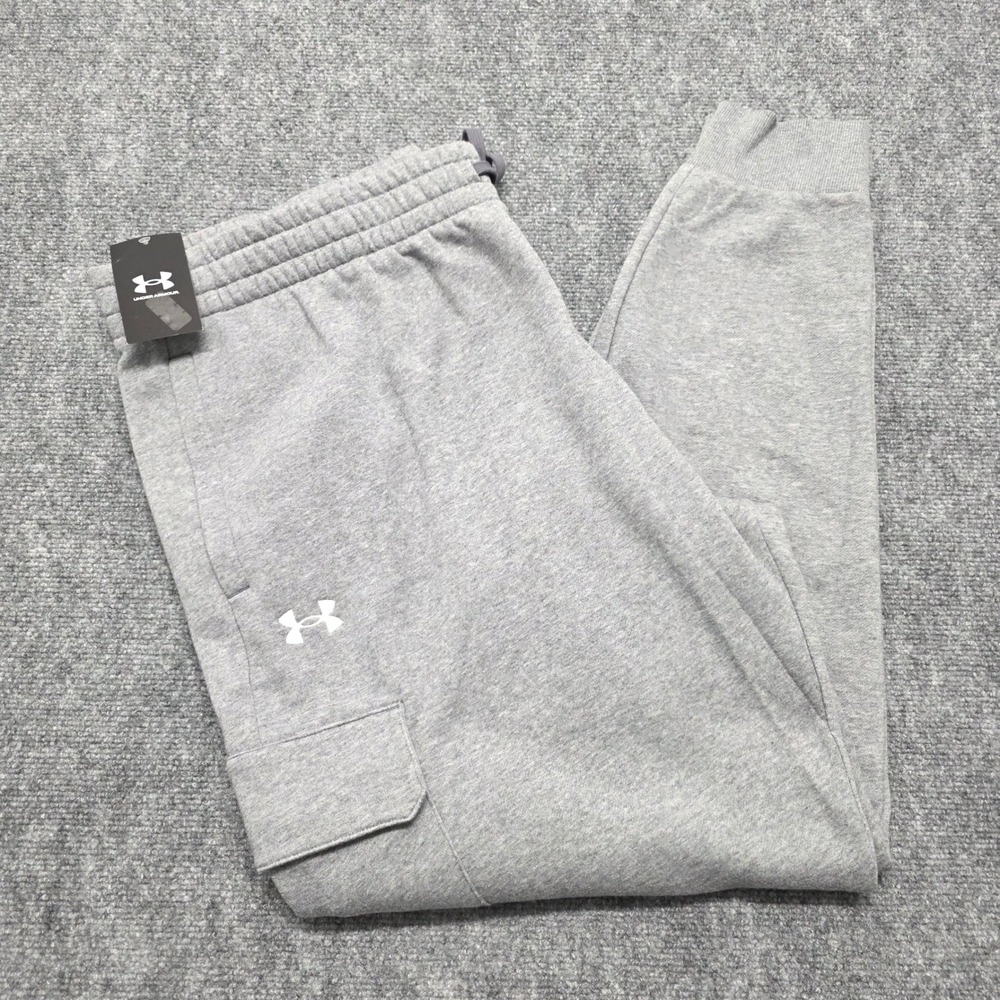 Under Armour Men's 3XLT Rival Fleece Cargo Joggers Grey Sweatpants 1382134 NEW
